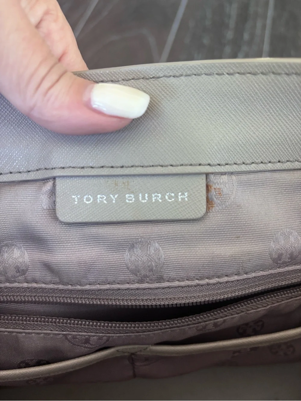 Tory Burch Taupe/Gray Computer bag